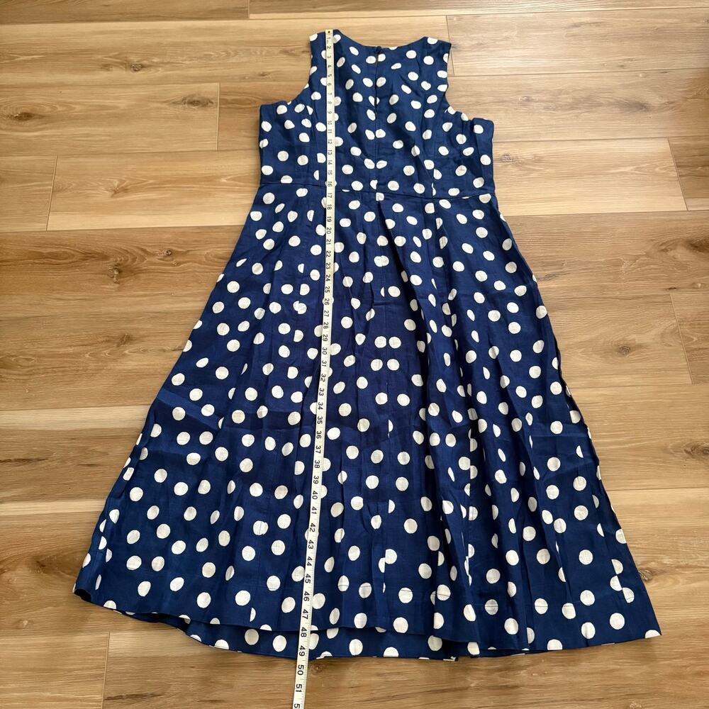 Boden Carla Linen Midi Polka Dot Dress 14 - Picture 7 of 9